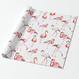 Tropische roze Waterverf Flamingo Cadeaupapier