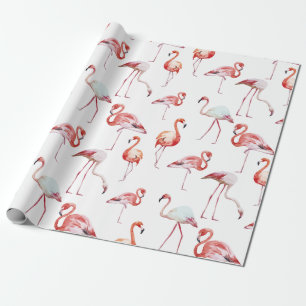 Tropische roze Waterverf Flamingo Cadeaupapier