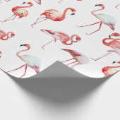 Tropische roze Waterverf Flamingo Cadeaupapier (Hoek)