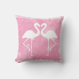 Tropische roze Waterverf Flamingo Silhouette Kussen