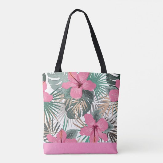 Tropische roze weelderige hibiscus tote bag (Achterkant)