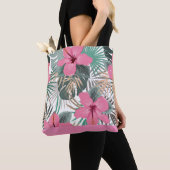 Tropische roze weelderige hibiscus tote bag (Dichtbij)