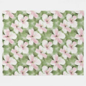 Tropische roze witte bloemen fleece deken (Voorkant (Horizontaal))