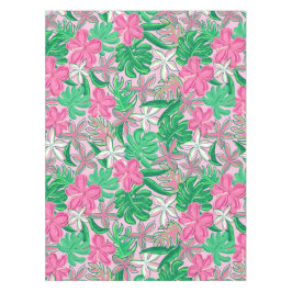 Tropische Roze Witte Bloemen Palmbladeren Preppy Tafelkleed
