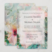 Tropische Roze Witte Hibiscus Bloemen Huwelijk Kaart (Voorkant / Achterkant)