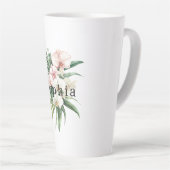 Tropische Roze Witte Orchidee Bladeren Verjaardag  Latte Mok (Rechterhoek)