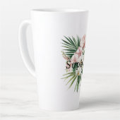 Tropische Roze Witte Orchidee Bladeren Verjaardag  Latte Mok (Linkerhoek)