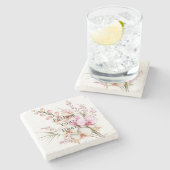 Tropische roze witte orchidee bloemen stenen onderzetter (Zijkant)