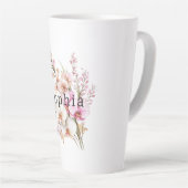 Tropische Roze Witte Orchidee Bloemen Verjaardag Latte Mok (Rechterhoek)