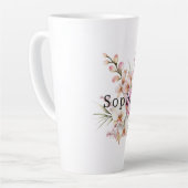 Tropische Roze Witte Orchidee Bloemen Verjaardag Latte Mok (Linkerhoek)