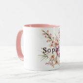 Tropische Roze Witte Orchidee Bloemen Verjaardag Mok (Voorkant links)