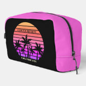 Tropische Roze Zwarte Palm Bomen Custom Beach Meis Toilettasje (Rechterhoek)