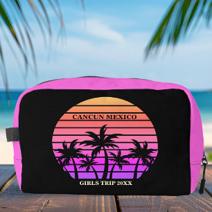 Tropische Roze Zwarte Palm Bomen Custom Beach Meis Toilettasje