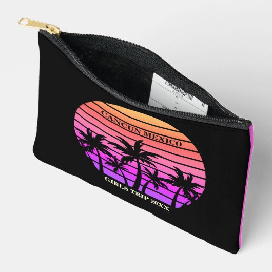 Tropische roze zwarte palmbomen Custom Beach Etui (Open)