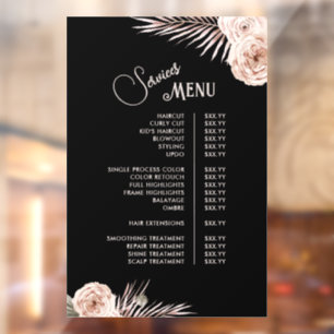 Tropische Rozen Diensten Menu Raamsticker