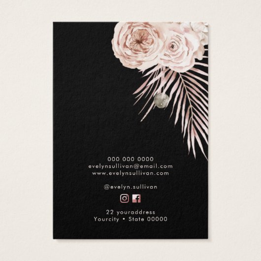 Tropische rozen oorbel display kaart (Achterkant)