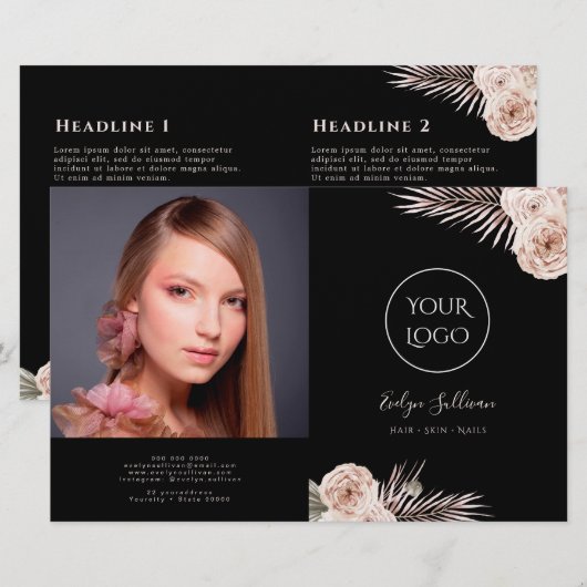 Tropische rozen tweevoudig brochure (Voorkant / Achterkant)