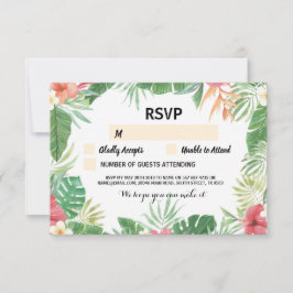 Tropische RSVP-huwelijkskaarten Aloha-bloemen uitn RSVP Kaartje