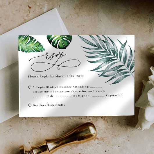 Tropische Rsvp-huwelijkskaarten Kaart