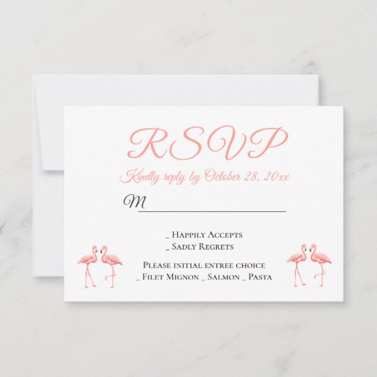Tropische RSVP Roze Flamingo's Bruiloft Zomer Part Kaart (Voorkant)