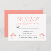 Tropische RSVP Roze Flamingo's Bruiloft Zomer Part Kaart (Voorkant / Achterkant)