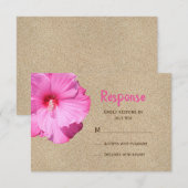 Tropische RSVP (strandzand en roze) Kaartje (Voorkant / Achterkant)