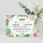 Tropische RSVP Wedding Cards Aloha Flowers nodigt  (Staand voorkant)