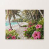 Tropische rust Palm Tree Paradise Legpuzzel (Horizontaal)