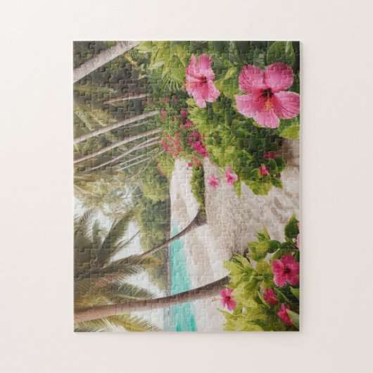Tropische rust Palm Tree Paradise Legpuzzel (Verticaal)