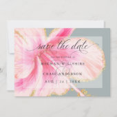 Tropische Rustieke Aquarel Roze Bloem Red De Dag Save The Date (Voorkant)