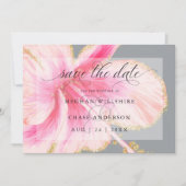 Tropische Rustieke Aquarel Roze Bloem Save The Date (Voorkant)