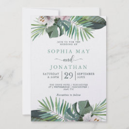 Tropische rustieke bruiloft palm zomer feestdagenkaart