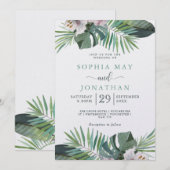 Tropische rustieke bruiloft palm zomer feestdagenkaart (Voorkant / Achterkant)