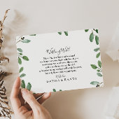 Tropische rustieke eucalyptus bruiloft wens goed informatiekaartje