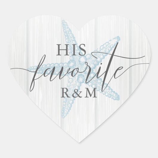 Tropische rustieke strand bruiloft zijn favoriet hart sticker (Voorkant)