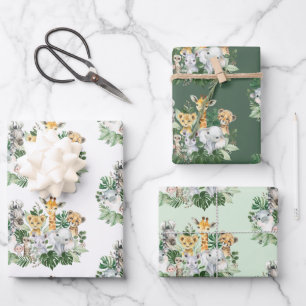 Tropische Safari Animals Oerwoud Greenery Wilde Pa Inpakpapier Vel