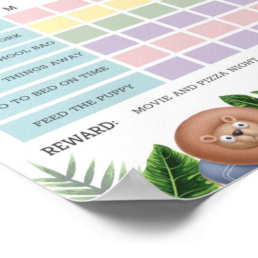 Tropische Safari Animals Reward Chore Chart Poster (Hoek)