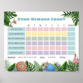 Tropische Safari Animals Reward Chore Chart Poster (Voorkant)