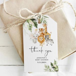 Tropische safari dieren baby shower bedankt cadeaulabel