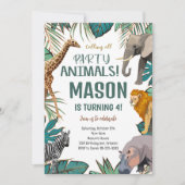 Tropische Safari Dieren Verjaardag Uitnodiging (Voorkant)