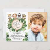 Tropische Safari Dieren Wilde 1 1e verjaardag jong Kaart (Voorkant)