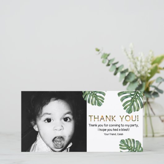 Tropische Safari Jungle Blad Foto Bedankt (Staand voorkant)