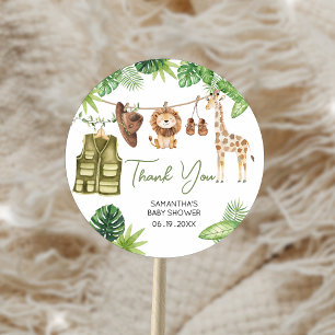 Tropische Safari Jungle Dieren Baby Shower Ronde Sticker