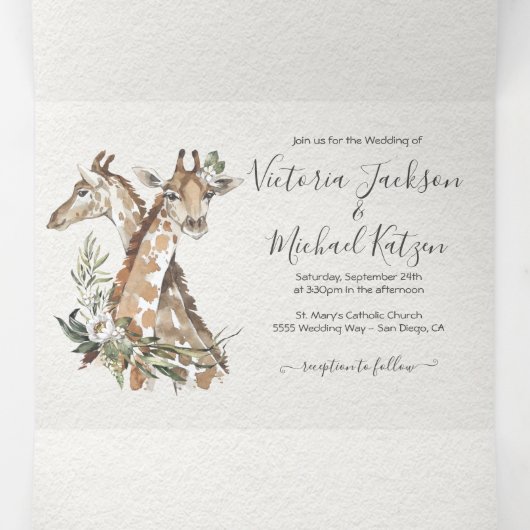 Tropische Safari Jungle Trouwuitnodiging Drievoudi Drieluik Uitnodiging (Binnenkant midden)