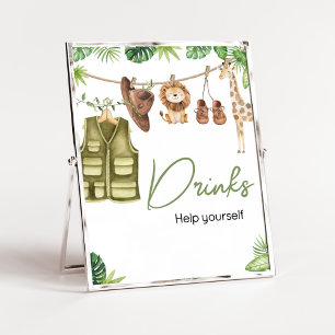 Tropische Safari Oerwoud Dieren Baby shower Drinke Poster