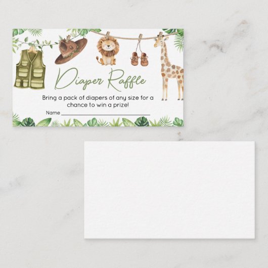 Tropische Safari Oerwoud Dieren Luier Raffle Informatiekaartje (Voorkant / Achterkant)