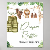 Tropische Safari Oerwoud Dieren Luier Raffle Poster (Voorkant)
