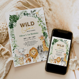 Tropische Safari Party Animals Wilde Op een dag Kaart