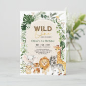 Tropische Safari Party Animals Wilde Op een dag Kaart (Staand voorkant)