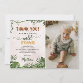 Tropische Safari Verjaardagsfeest Foto Bedankkaart (Voorkant)